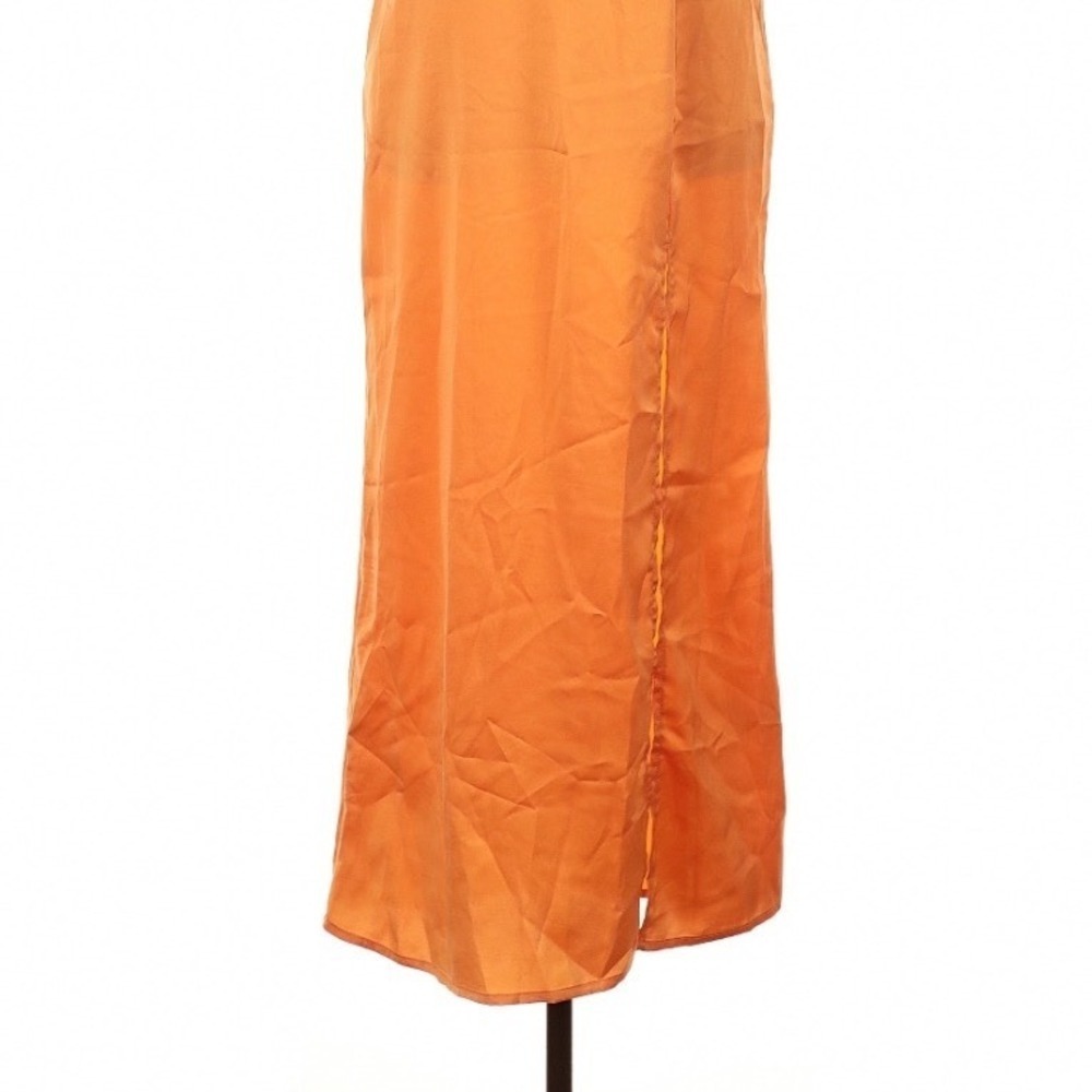 Hello Molly Golden Thoughts Orange Maxi Dress Cowl Neck Lace Up Back Size 4 - Picture 5 of 9